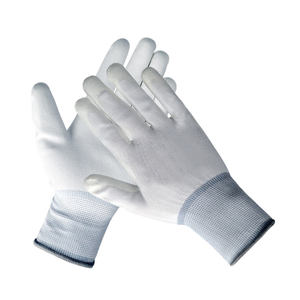 Venta caliente de alta calidad <span class=keywords><strong>PU</strong></span> Guantes recubiertos de Palma 13G Guantes de trabajo de nylon de poliéster blanco con revestimiento de <span class=keywords><strong>PU</strong></span> blanco - Product Image 5