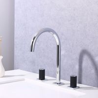 Robinet de salle de bain moderne et simple à trois trous, eau chaude et froide, double commande, avec cartouche céramique, gris, or rose, cuivre