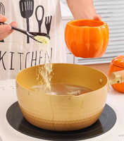 Pot à épices en céramique Citrouille, antibactérien, anti-humidité, pour cuisine domestique, boîte de rangement pour condiments, pot à sel, pot à ragoût