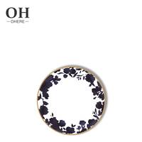 Uslion — ensemble de dîner moderne en porcelaine, décoration de luxe légère et noire, motifs floraux, pour banquet, mariage, nouvelle collection