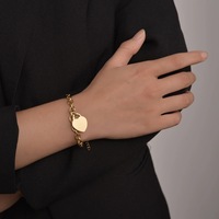 Joyería de Oro Rosa al por Mayor, Estilo Coreano, Pulsera de Moda de Alta Gama, Colgante de Corazón en Blanco, Pulsera Personalizada para Mujer