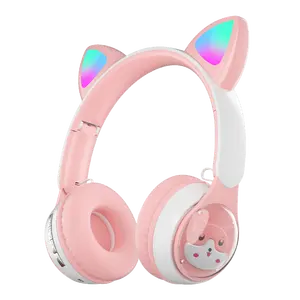 Shuoyin QC-28TワイヤレスヘッドセットヘッドフォンイヤホンBTかわいい漫画の動物の交際auriculares Bluetooth