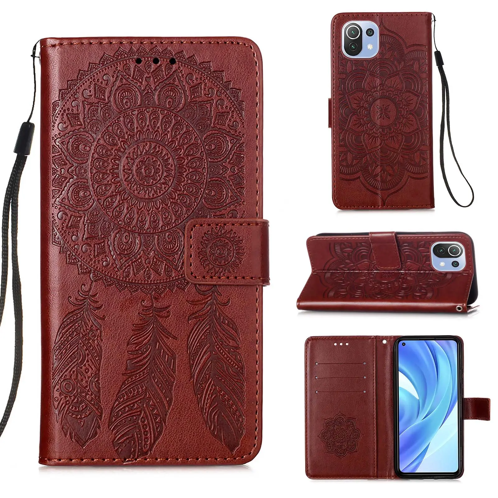 Dream catcher PU Flip case pouch For Xiaomi Mi 12 11T 10 Prime 11 Lite Poco X3 NFC For Redmi Note 10 Pro 10s Wallet stand case