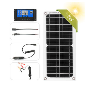Kit de panneaux solaires monocristallins flexibles 5W 10W 12W 5V 6V, <span class=keywords><strong>mini</strong></span> chargeur solaire portable avec contrôleur MPPT pour éclairage de vélo et batterie - Product Image 1