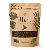 Sachets Doypack en papier kraft imprimés sur mesure JIAHE avec fenêtre transparente refermable pour l'emballage en gros des grains de café