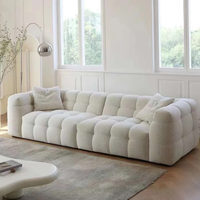 Yisi Cream Style Zuckerwatte-Ecksofa-Set Modernes Sofa Weiche Wolken-Optik Weiße Lammwolle Gewebtes Apartment-Wohnzimmer Getuftetes Schwammsofa
