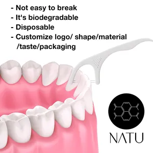 NATU-Pique à dents en bambou, fil dentaire Ptfe, orthodontique en vrac, fil dentaire non ciré