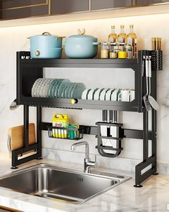 Égouttoir mural double niveau en acier inoxydable pour cuisine, organisateur de vaisselle, vente en gros - Product Image 4
