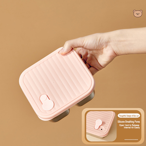 Boîte à lunch en acier inoxydable 304 avec couvercle, boîte bento empilable anti-fuite, conteneur de stockage alimentaire portable pour étudiants, salade de fruits - Product Image 5