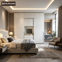 Armoire coulissante avec penderie intégrée et coiffeuse intégrée, meuble de rangement moderne blanc pour chambre à coucher, design personnalisé