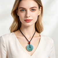 Pendentif Boucle de la Paix en Jadeite Birmane de Grade A, Donuts sculptés en jade vert naturel à motif floral pour cadeau et vente en gros