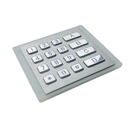Hintergrund beleuchtete 4X4 Matrix 16-Tasten-IP65-wasserdichte Metall tastatur mit USB PS2-PIN-Anschluss für Option