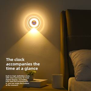 Lámpara de pared <span class=keywords><strong>LED</strong></span> inteligente para dormitorio, mesita de noche, reloj de Control remoto, <span class=keywords><strong>Sensor</strong></span> de cuerpo humano, foco de carga nocturna blanca cálida, batería - Product Image 3