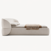 Lit rembourré de style italien en velours, modèle de chambre principale, lit souple à plateau bas et au sol, luxe léger