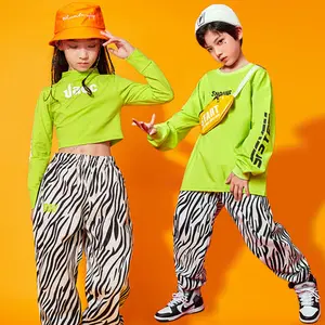 Mädchen Jazz Dancewear top+Hose Kinder Modern Hip Hop Partei Ballsaal Kostüme 