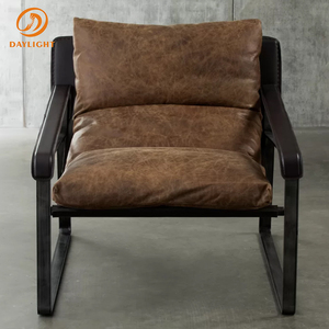 الجملة مخصص رخيصة مطعم الأثاث مطعم أريكة جلدية أصلية البني الترفيه الكراسي - Product Image 3