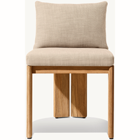 Chaise de salle à manger de luxe en teck sculpté à la main avec coussin résistant à l'eau, design moderne pour hôtel, parc, villa extérieure, sans accoudoirs