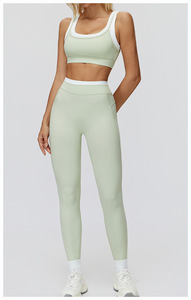 Ensemble 2 pièces de leggings et short de sport respirants en Spandex/Nylon, haute élasticité, séchage rapide, avec soutien-gorge de yoga et jupe, personnalisable pour la vente en gros - Product Image 5