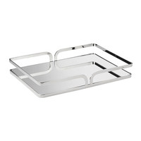 Plateau à miroir décoratif pour coiffeuse, ustensile de maquillage, présentoir en métal noir, pour organisateur de bijoux