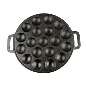 Sartén Takoyaki de 19 agujeros, bandeja para hornear de hierro fundido con bola de pulpo