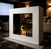 Table de jardin extérieure en acier Corten avec foyer au gaz naturel, robuste, garantie 5 ans