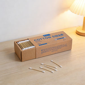 Cotons-tiges originaux Q Tips 500 pièces/boîte, bâtonnets en bambou, cotons-tiges avec boîte en papier kraft - Product Image 1