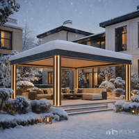Pérgola Comercial Resistente, Retráctil, con Recubrimiento en Polvo, Impermeable, Resistente al Viento, 120 km/h, 6 Metros de Envergadura, Techo de Láminas Motorizado