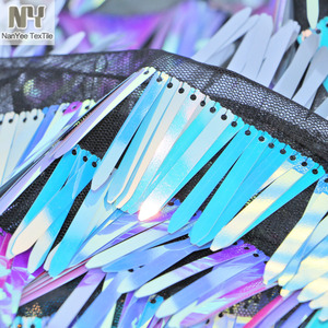 Nanyee Textile All Over <span class=keywords><strong>Pastel</strong></span> Blue Iridescent Shard Flapper Tela de lentejuelas para Couture Prom Fabric - Product Image 4