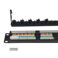 Panel Patch Jaringan LAN Ethernet Cat6 UTP RJ45 24-Port Baja Rol Dingin 19 inci 1U K&R 8P8C untuk Rak