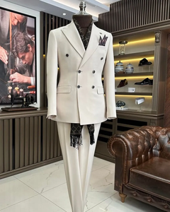 Однотонный новый мужской деловой костюм для жениха, Свадебная вечеринка, выпускной, формальный костюм, смокинги, комплект из 2 предметов, куртка и брюки - Product Image 2