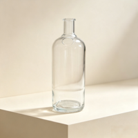 Bouteilles de verre personnalisées de 1000 ml, 620 g, avec décalcomanie mate de luxe, vides, pour spiritueux, vin, brandy, avec couvercle en verre