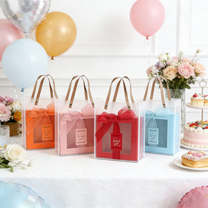 Boîte cadeau transparente Jiaye avec couvercle, vide, portable, emballage d'anniversaire, options de couleurs rose, rouge, bleu, orange - Product Image 1