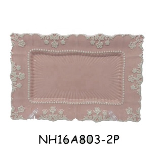 Assiettes de présentation rondes en céramique <span class=keywords><strong>chic</strong></span> avec logo personnalisé personnalisé pour une touche d'élégance rose dans la salle à manger et la décoration modernes - Product Image 3