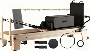 Équipement de <span class=keywords><strong>Pilates</strong></span> Reformer en bois de chêne, professionnel, durable, haute résistance, réglable, écologique, avec lit coulissant central, pour studio de yoga et soin du <span class=keywords><strong>corps</strong></span> - Product Image 2