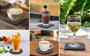 Posavasos de Pizarra al por Mayor, Posavasos de Piedra Negra para Bebidas, Grabado Láser, 4 Pulgadas, Cuadrados, en Forma de Corazón, Material en Blanco para Posavasos - Product Image 6