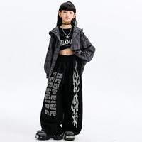 Vêtements pour filles de danse jazz, vêtements d'entraînement à manches longues de style doux et cool, vêtements de performance de danse de rue jazz pour enfants