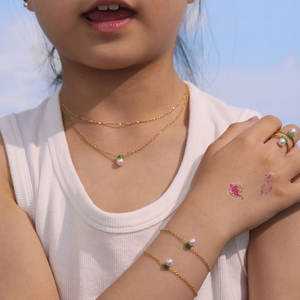 Juego de Joyería de Acero Inoxidable 316L para Niños, Collar, Pulseras, Anillo, Aretes, Perla, Oro 14K 18K PVD, Sin Deslustre - Product Image 2