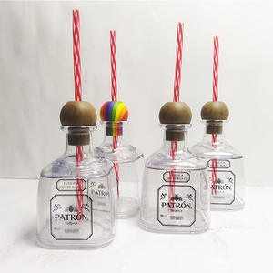 Bouteilles de boissons vides <span class=keywords><strong>Patron</strong></span> Tasses à liqueur réutilisables Mini bouteilles de tequila <span class=keywords><strong>Patron</strong></span> en plastique avec paille - Product Image 3