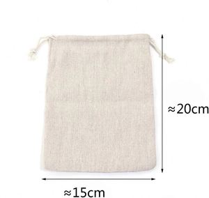 Sacs à cordon en coton et lin naturel Maxfree, blancs, personnalisables, pour le rangement, en différentes tailles - Product Image 5