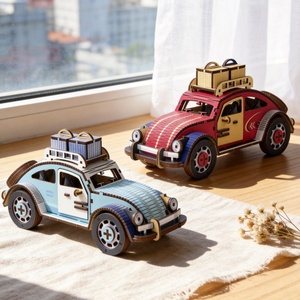 Puzzle 3D in Legno Personalizzato MCX, Modello di Auto Beetle, Ornamento <span class=keywords><strong>da</strong></span> Scrivania Fai-<span class=keywords><strong>da</strong></span>-Te Artigianale |   51-100 Pezzi Età Consigliata 14+ - Product Image 4