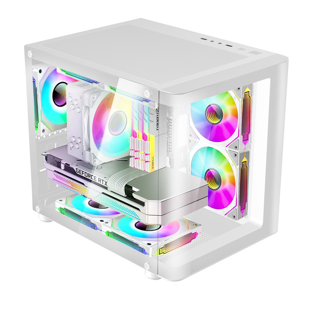 New Arrival Desktop Computer Case With Two Glass Panels Sea View Room Gaming Case 7 RGB Fans 3.0 USB OEM Customization Case