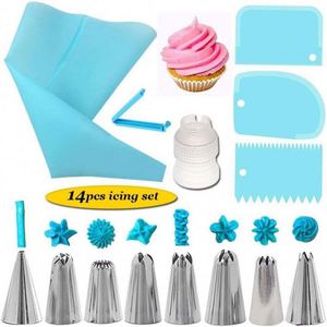 Juego de 14 Boquillas de Silicona Reutilizables para Decoración de Pasteles, Bolsa de Repostería Grande, Herramientas para Decorar Pasteles - Product Image 1
