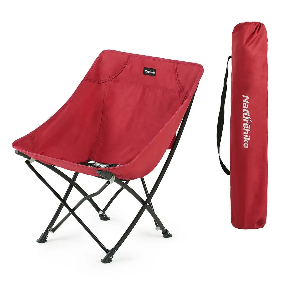 AI-MICH Outdoor Stainless Steel Beach Chair Portable Folding Lounge Beach Camping Chair with Removable Headrest Wood Beach Chair