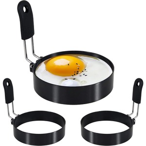 Moule à crêpes rond antiadhésif professionnel en acier inoxydable anti-brûlure pour la cuisson des sandwichs et des petit-déjeuners - Product Image 1