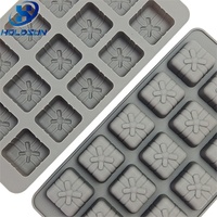 Moules en silicone flexibles de qualité alimentaire résistants à la chaleur avec logo personnalisé, 15 cavités carrées, pour bougies, chocolats, bonbons et desserts