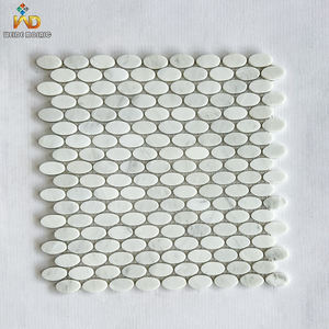 Mosaïque ovale en marbre blanc de Carrare naturel, carreaux de mosaïque ovales pour mur de salle de bain et <span class=keywords><strong>sol</strong></span> de salle à manger - Product Image 1