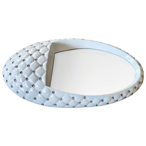 Saiyou Oval Wall <b>Mirror</b> <b>White</b> And Pink Framed Decorative For Commercial Venues - Product Image 2