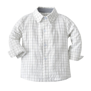 Polo à col roulé en coton blanc pour garçons de 2 à 8 ans Style formel à manches longues Caractéristique à séchage rapide Dessin animé à carreaux pour le printemps - Product Image 1