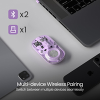 Souris transparente sans fil double mode (BT + 2.4 GHz) Souris d'appariement sans fil multi-appareils rechargeable pour PC/Mac/vents/ordinateur portable