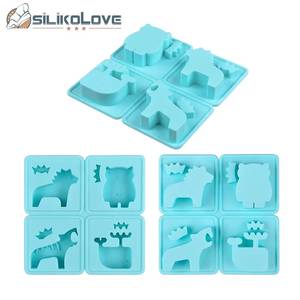 Multi-shaped silicone molds for making <b>soap</b>, wax, ice cubes, etc. in the shapes of tiger, bear, whale, and horse - Product Image 2
